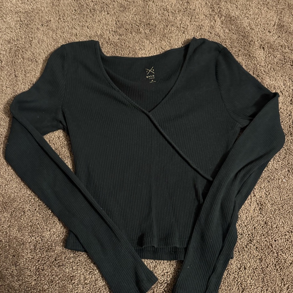 PacSun Green Wrap Fitted Blouse